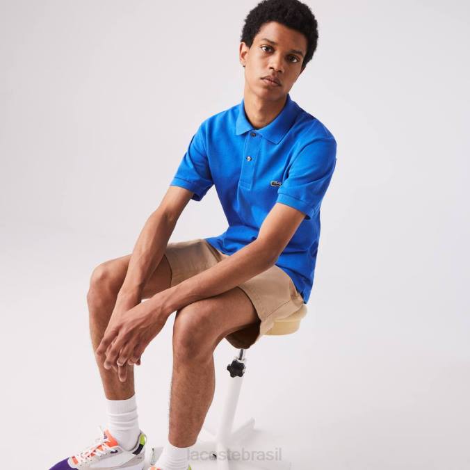 Lacoste homens polo original l.12.12 azul P2PX894 roupas