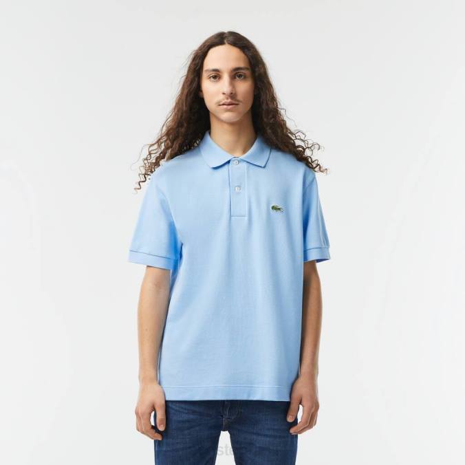 Lacoste homens polo original l.12.12 com piquê de algodão pesado azul P2PX251 roupas