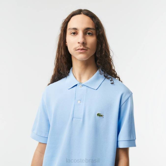 Lacoste homens polo original l.12.12 com piquê de algodão pesado azul P2PX251 roupas