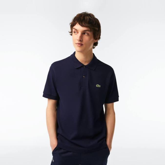 Lacoste homens polo original l.12.12 com piquê de algodão pesado azul-marinho P2PX250 roupas