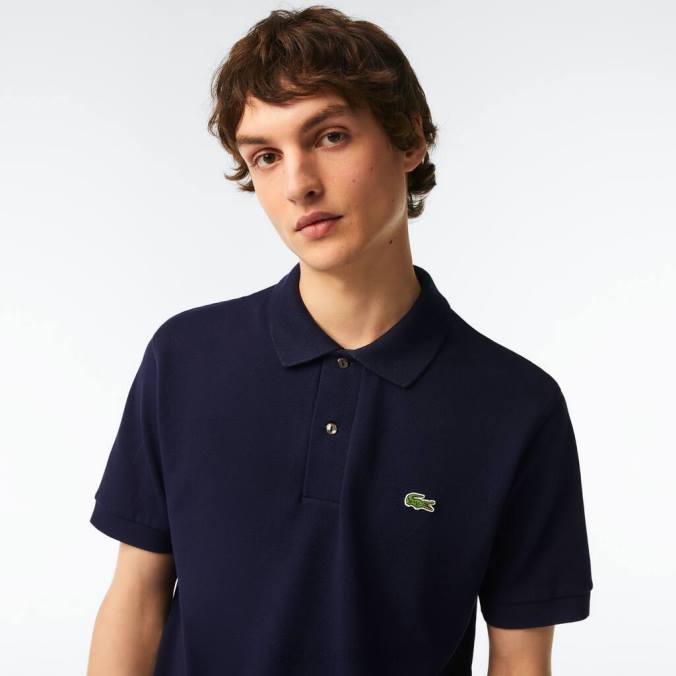 Lacoste homens polo original l.12.12 com piquê de algodão pesado azul-marinho P2PX250 roupas