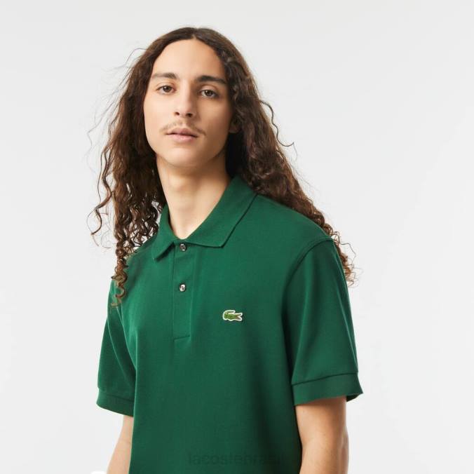 Lacoste homens polo original l.12.12 com piquê de algodão pesado verde P2PX252 roupas