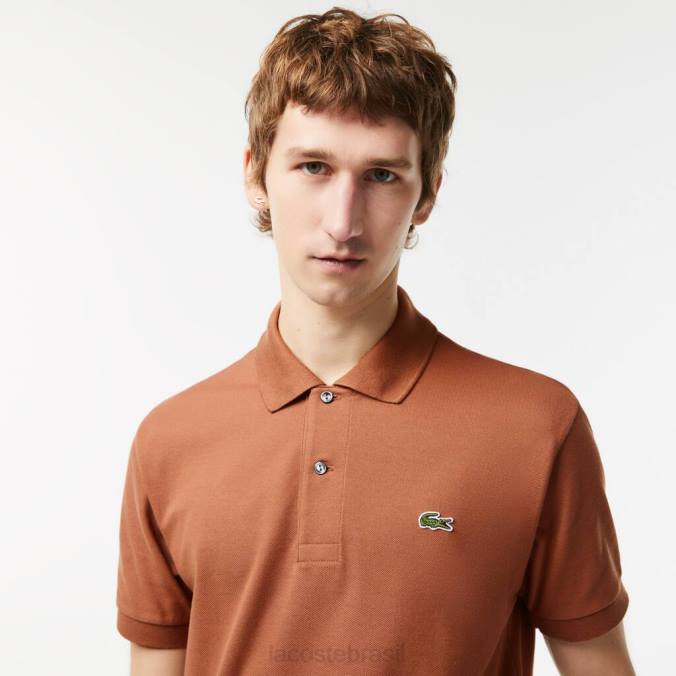 Lacoste homens polo original l.12.12 marrom claro P2PX104 roupas