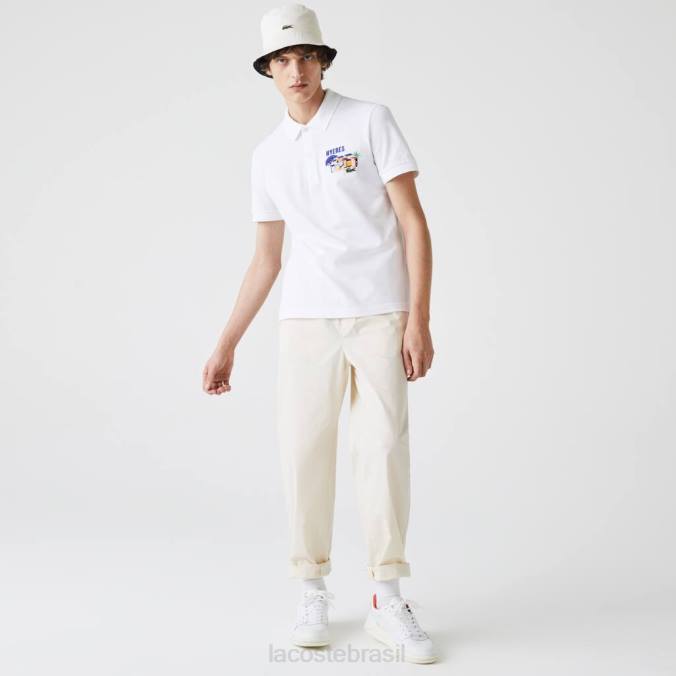 Lacoste homens polo piquê de algodão bordado regular fit branco P2PX922 roupas