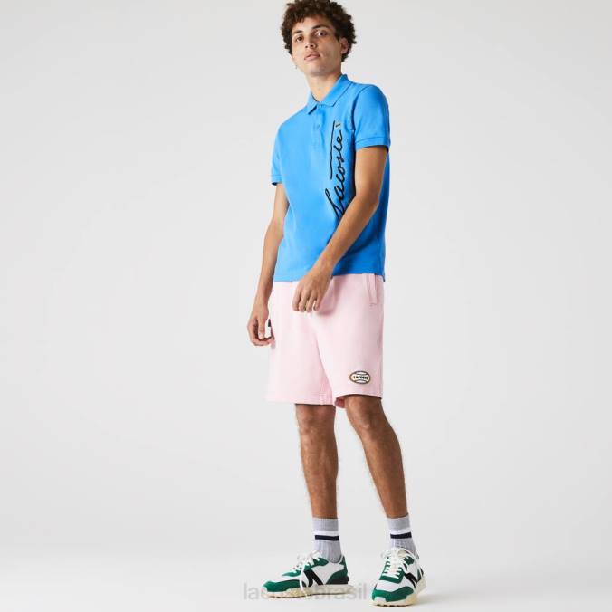 Lacoste homens polo piquê de algodão com assinatura regular fit azul P2PX678 roupas