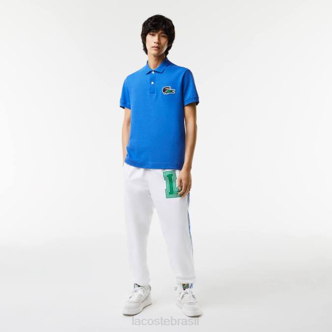 Lacoste homens polo piquê de algodão orgânico azul P2PX574 roupas