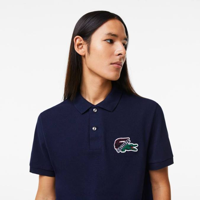 Lacoste homens polo piquê de algodão orgânico azul-marinho P2PX573 roupas