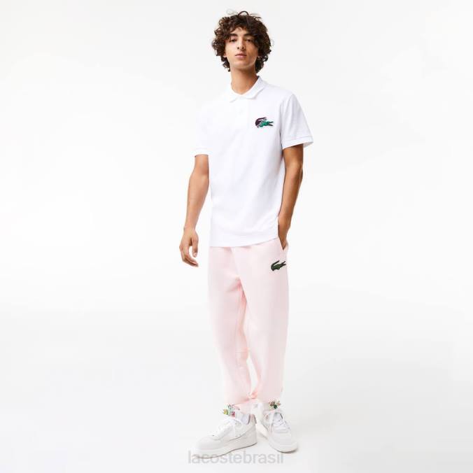 Lacoste homens polo piquê de algodão orgânico branco P2PX575 roupas