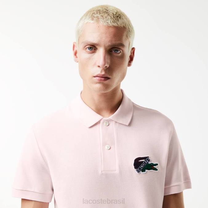 Lacoste homens polo piquê de algodão orgânico luz rosa P2PX576 roupas