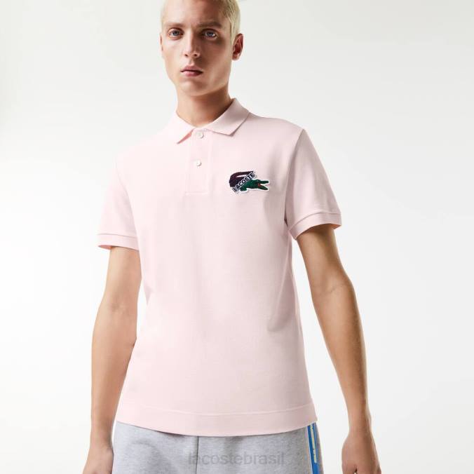 Lacoste homens polo piquê de algodão orgânico luz rosa P2PX576 roupas