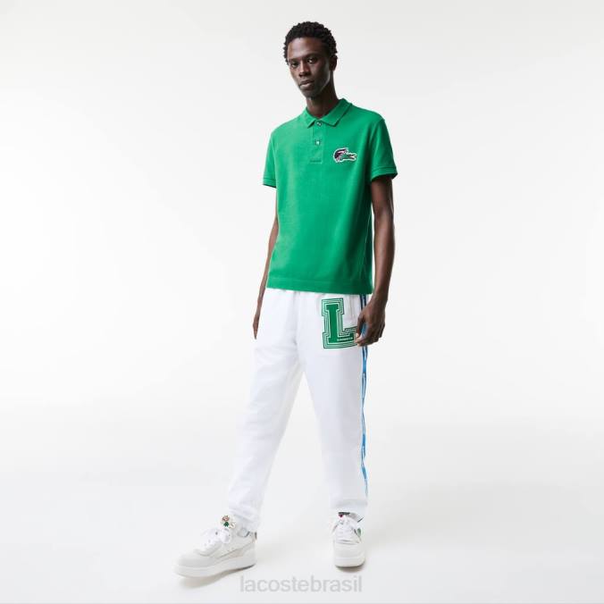 Lacoste homens polo piquê de algodão orgânico verde P2PX846 roupas