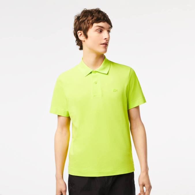 Lacoste homens polo piquê de algodão respirável com movimento ativo amarelo P2PX261 roupas
