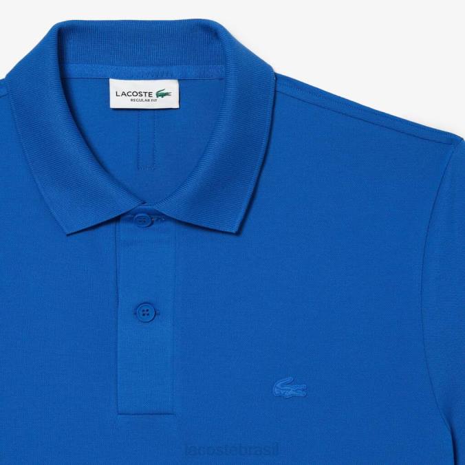 Lacoste homens polo piquê de algodão respirável com movimento ativo azul P2PX174 roupas