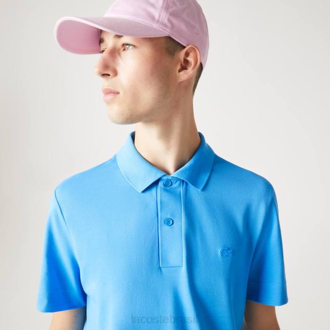 Lacoste homens polo piquê de algodão respirável com movimento ativo azul P2PX898 roupas