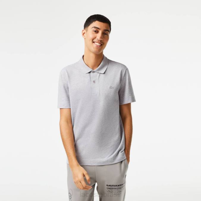 Lacoste homens polo piquê de algodão respirável com movimento ativo chino cinza P2PX175 roupas