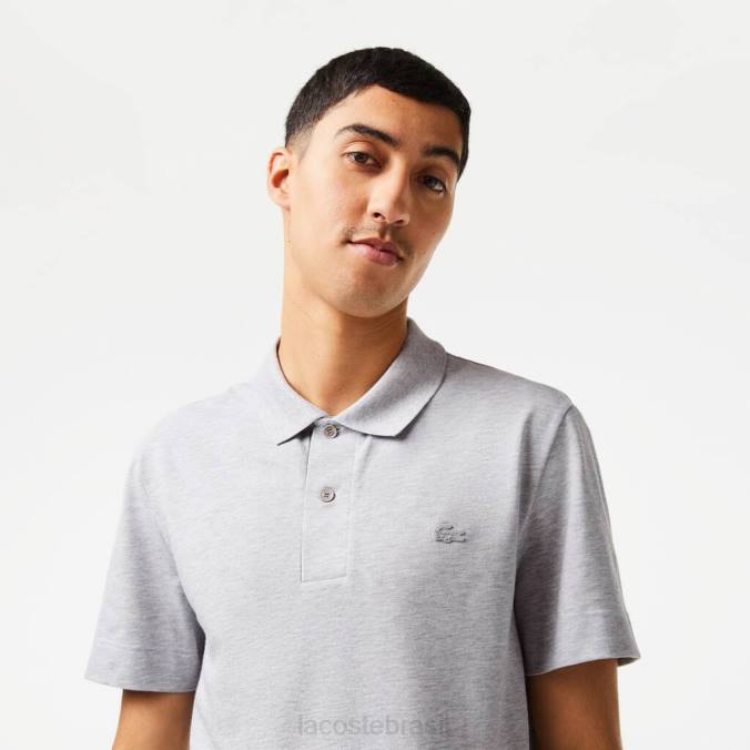 Lacoste homens polo piquê de algodão respirável com movimento ativo chino cinza P2PX175 roupas