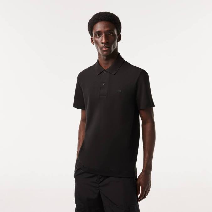 Lacoste homens polo piquê de algodão respirável com movimento ativo preto P2PX173 roupas
