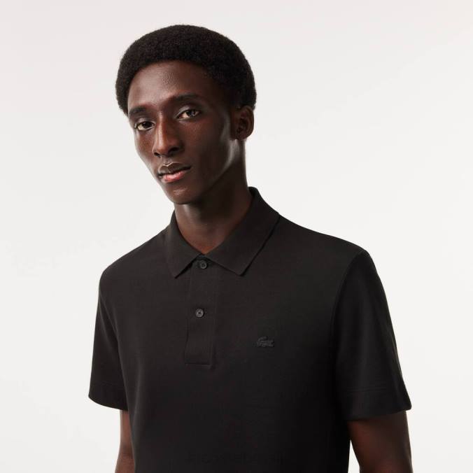 Lacoste homens polo piquê de algodão respirável com movimento ativo preto P2PX173 roupas