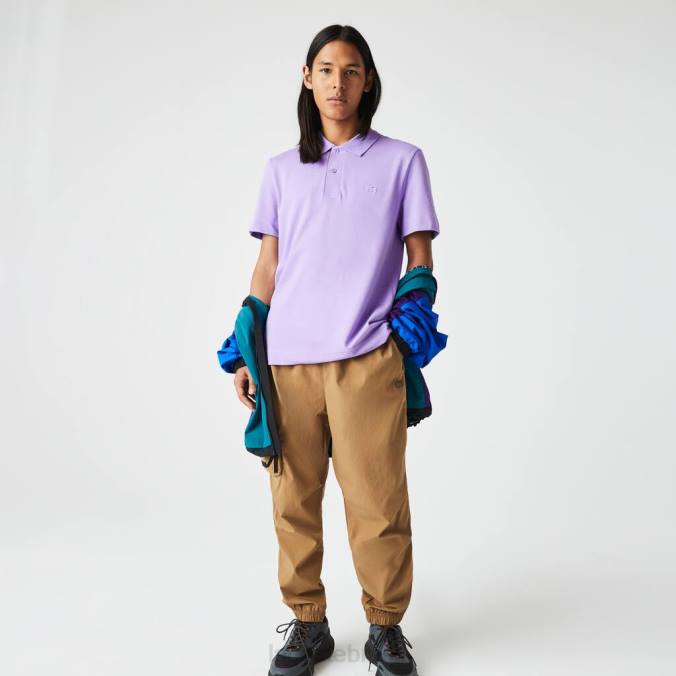 Lacoste homens polo piquê de algodão respirável com movimento ativo roxo P2PX602 roupas