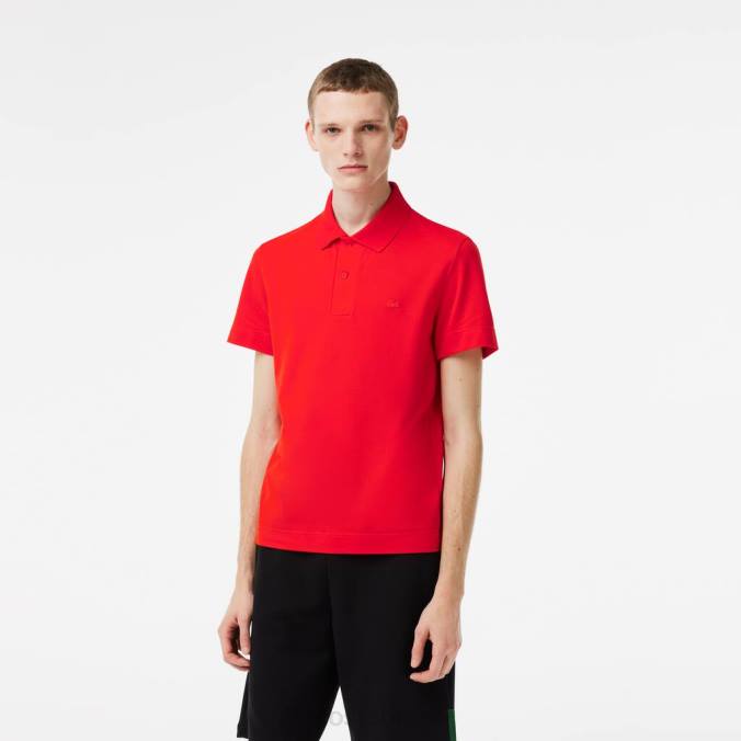 Lacoste homens polo piquê de algodão respirável com movimento ativo vermelho P2PX172 roupas