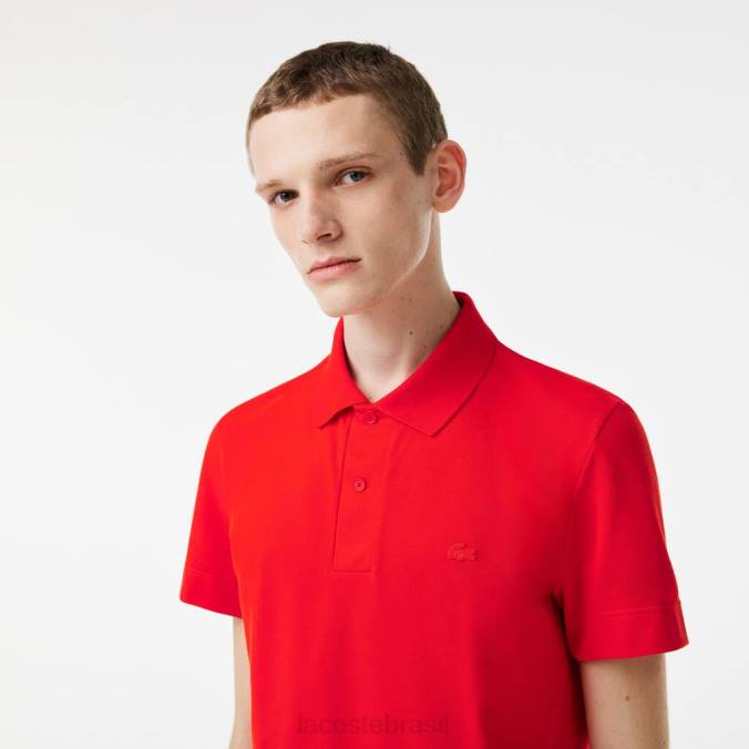 Lacoste homens polo piquê de algodão respirável com movimento ativo vermelho P2PX172 roupas