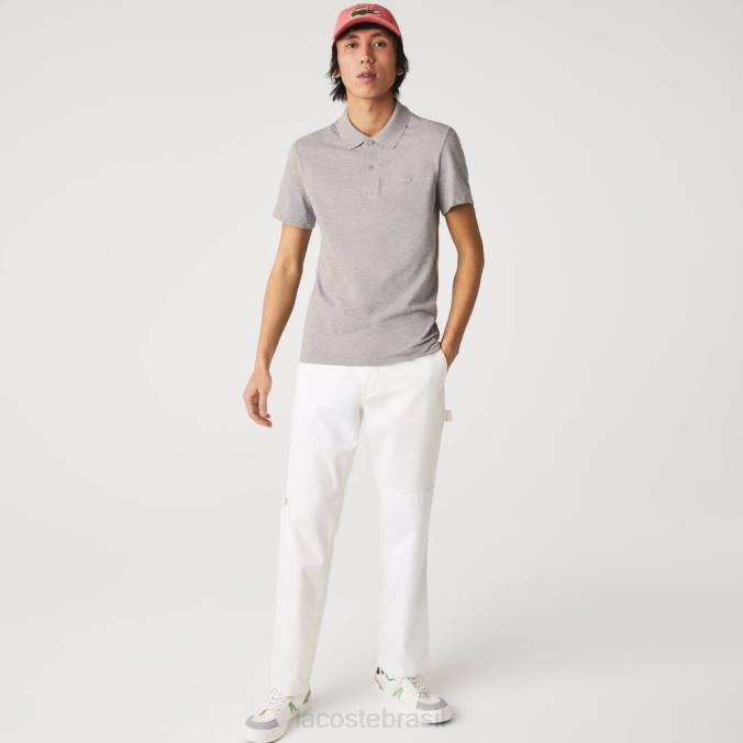Lacoste homens polo piquê de algodão stretch orgânico slim fit chino cinza P2PX599 roupas