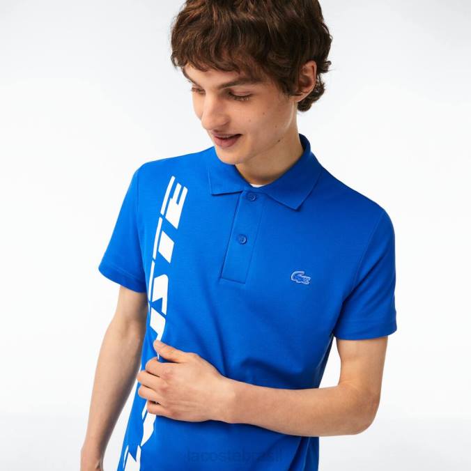 Lacoste homens polo piquê de marca regular fit azul P2PX625 roupas
