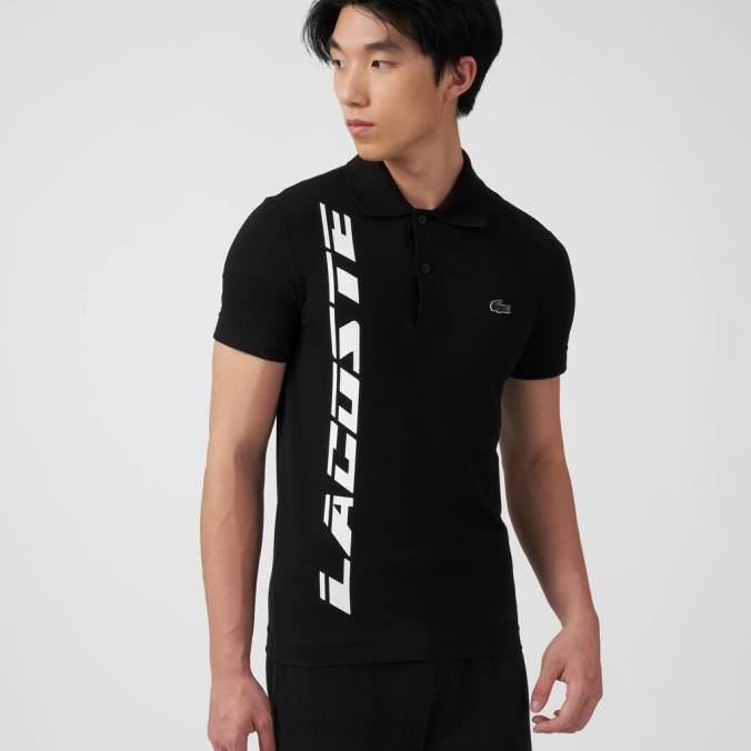 Lacoste homens polo piquê de marca regular fit preto P2PX626 roupas