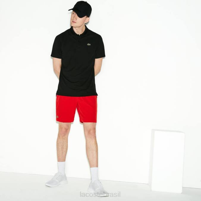 Lacoste homens polo piquê esportivo respirável anti-uv preto P2PX886 roupas