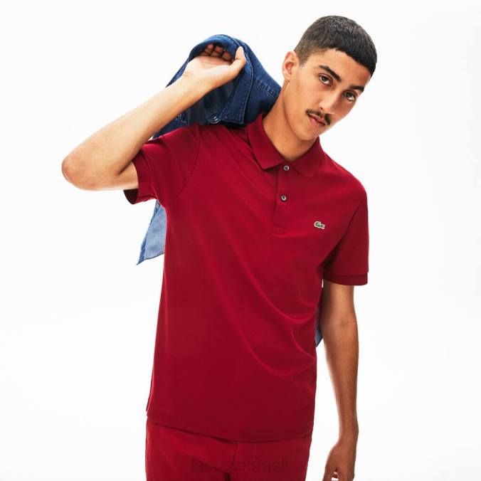 Lacoste homens polo regular fit algodão pima Bordéus P2PX258 roupas