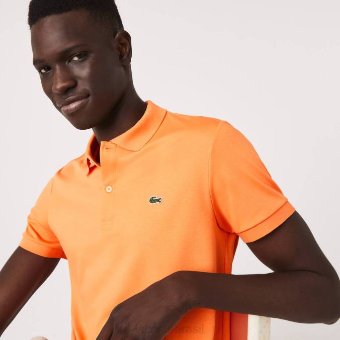 Lacoste homens polo regular fit algodão pima laranja P2PX946 roupas