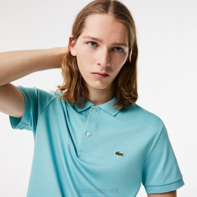 Lacoste homens polo regular fit algodão pima turquesa P2PX257 roupas