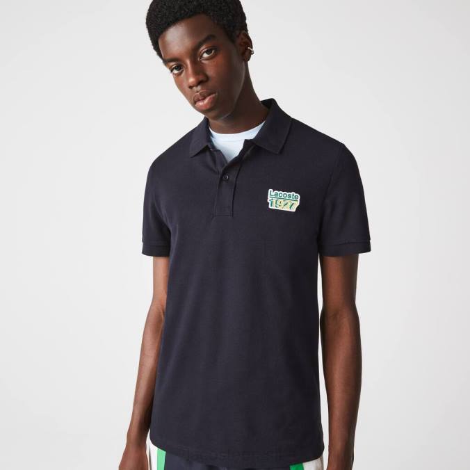 Lacoste homens polo regular fit em piquê de algodão com emblema azul-marinho P2PX912 roupas