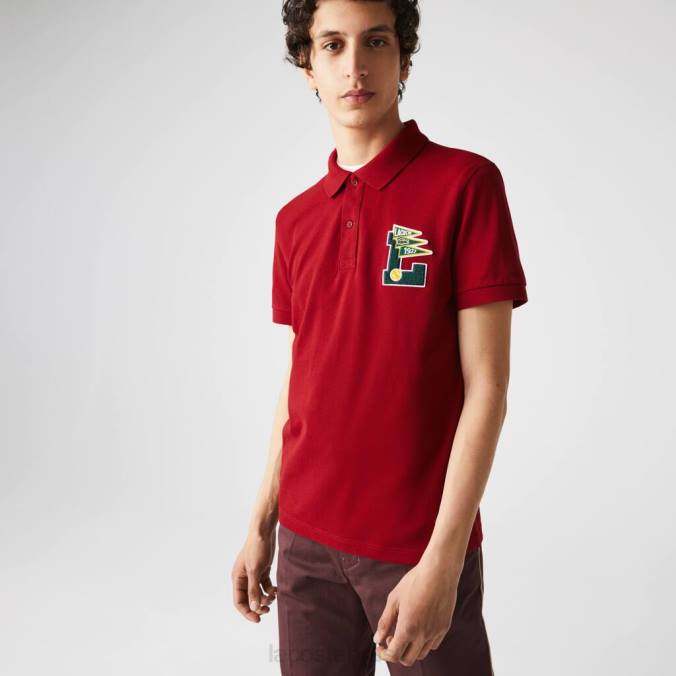 Lacoste homens polo regular fit l badge algodão piquê vermelho P2PX895 roupas