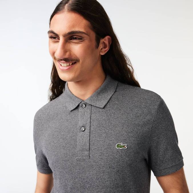 Lacoste homens polo slim fit original l.12.12 chino cinza P2PX937 roupas