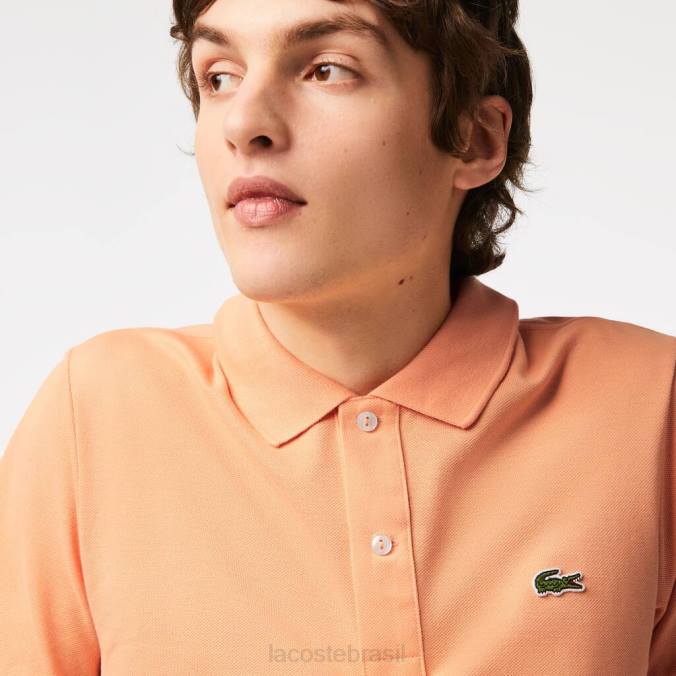 Lacoste homens polo slim fit original l.12.12 laranja claro P2PX157 roupas