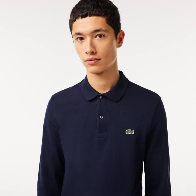 Lacoste homens polo slim fit petit piquê azul-marinho P2PX687 roupas