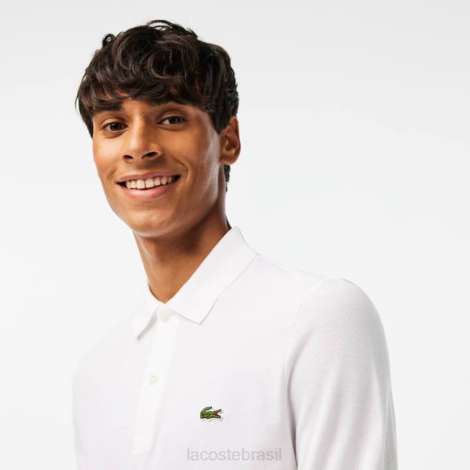 Lacoste homens polo slim fit petit piquê branco P2PX686 roupas