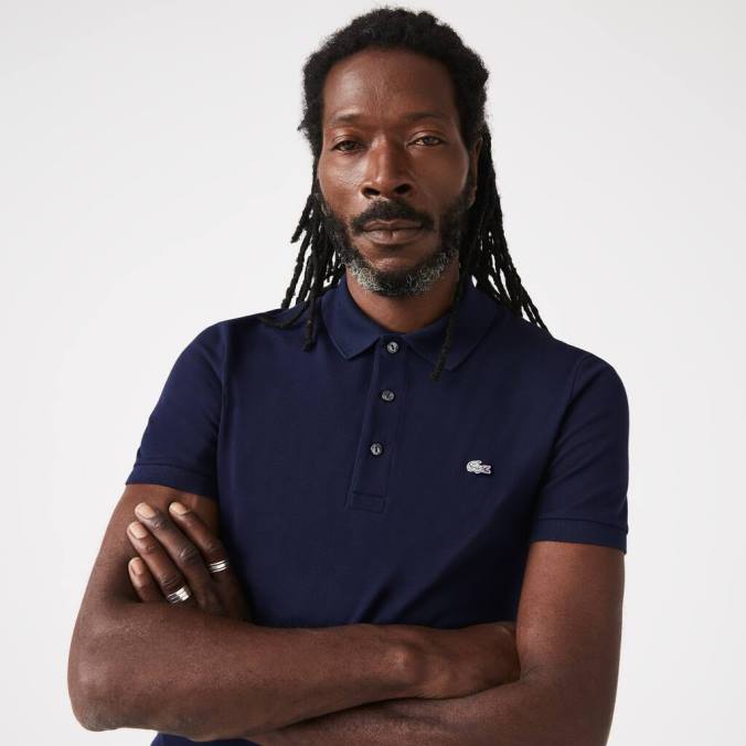 Lacoste homens polo slim fit petit piquê stretch azul-marinho P2PX563 roupas