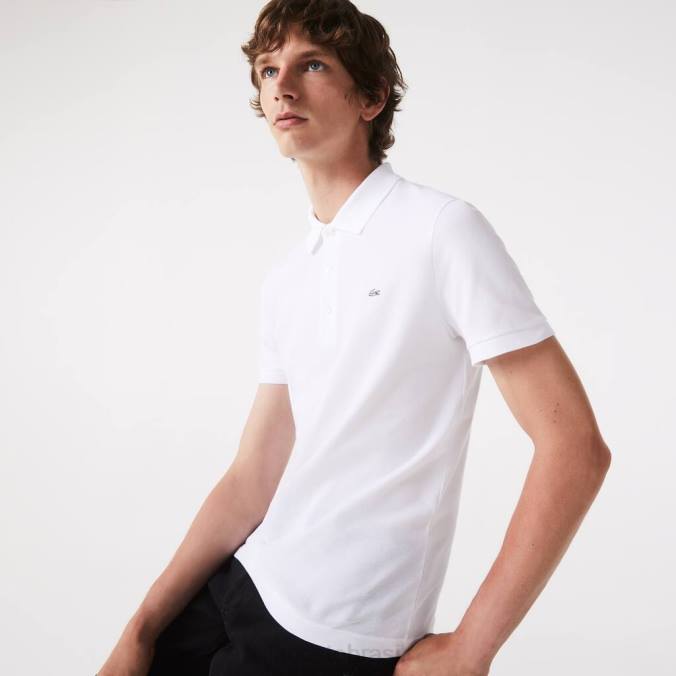 Lacoste homens polo slim fit petit piquê stretch branco P2PX564 roupas