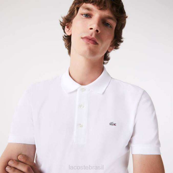 Lacoste homens polo slim fit petit piquê stretch branco P2PX564 roupas