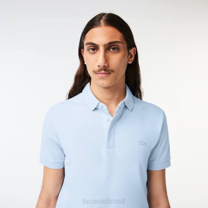 Lacoste homens polo smart paris em piquê de algodão stretch azul claro P2PX632 roupas