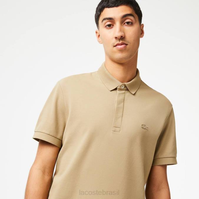 Lacoste homens polo smart paris em piquê de algodão stretch bege P2PX124 roupas