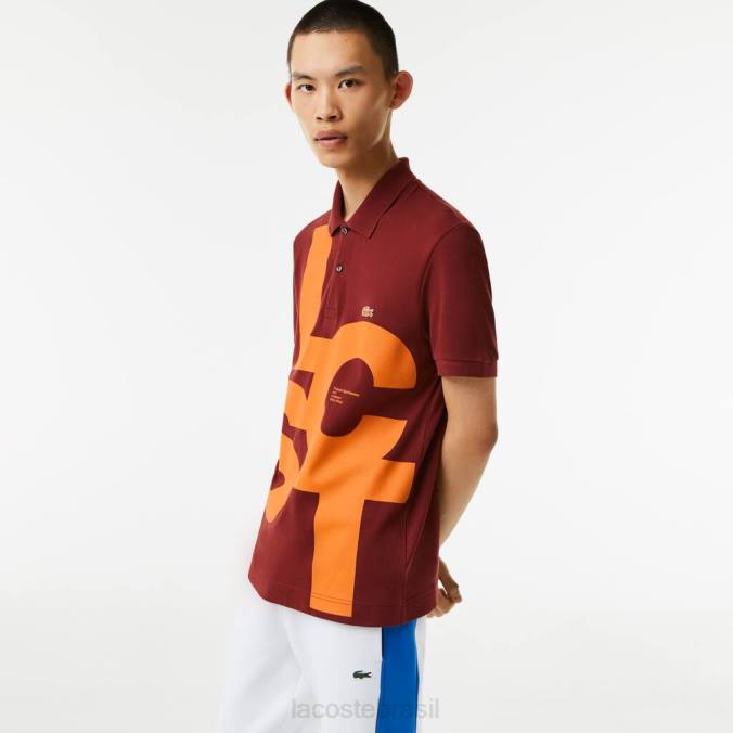 Lacoste homens regular fit contraste letras petit pique polo Bordéus P2PX711 roupas