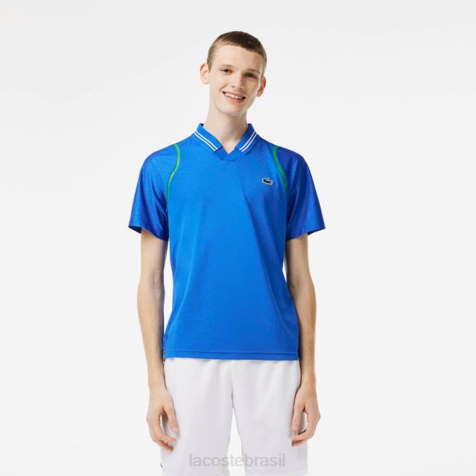 Lacoste homens tenis x daniil medvedev polo azul P2PX234 roupas