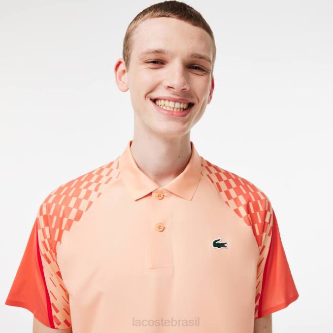 Lacoste homens tenis x novak djokovic polo tricolor laranja claro/laranja/vermelho P2PX237 roupas