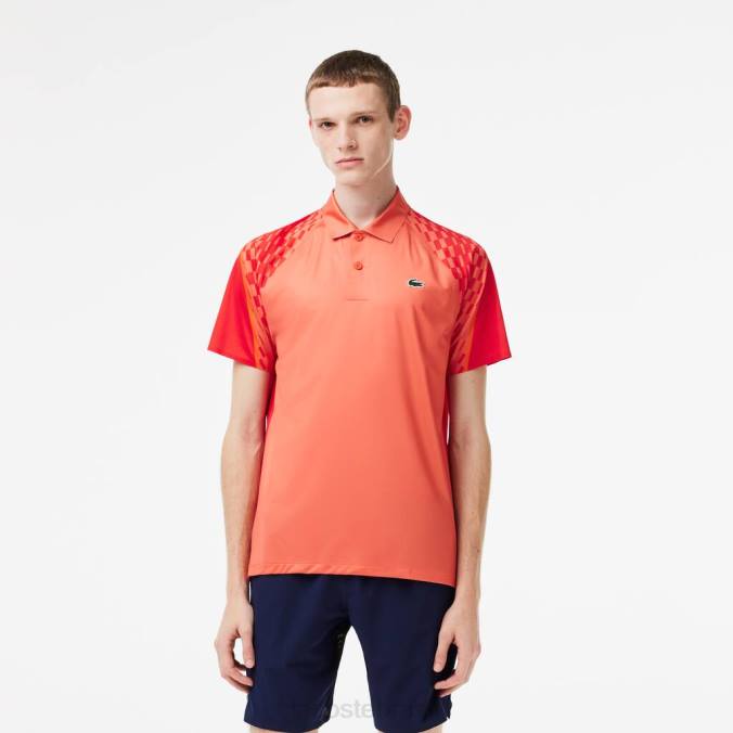 Lacoste homens tenis x novak djokovic polo tricolor laranja/vermelho P2PX236 roupas