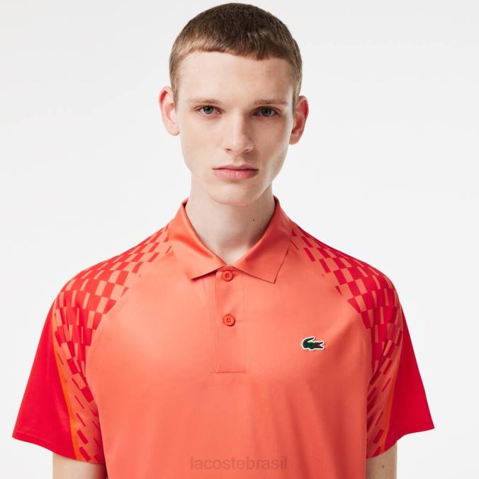 Lacoste homens tenis x novak djokovic polo tricolor laranja/vermelho P2PX236 roupas