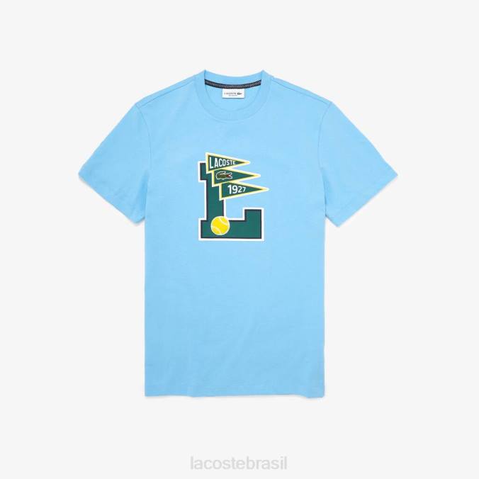 Lacoste homens Camiseta de algodão com gola redonda e emblema l azul claro P2PX915 roupas