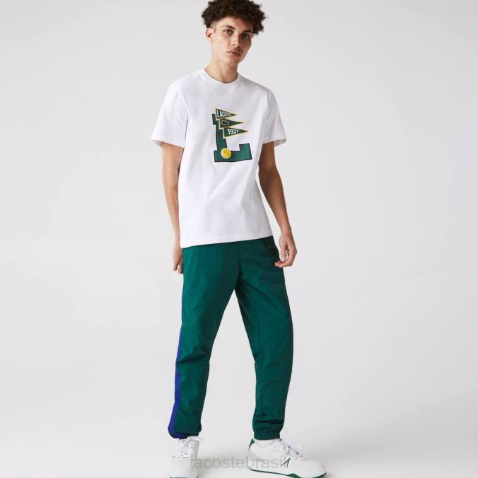 Lacoste homens Camiseta de algodão com gola redonda e emblema l branco P2PX914 roupas